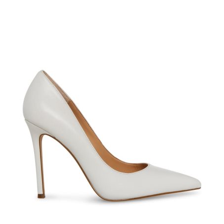 White Steve Madden Evelyn Leather Women's Heels | PH 7631UAD